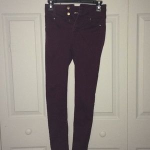 Maroon high waisted jeans